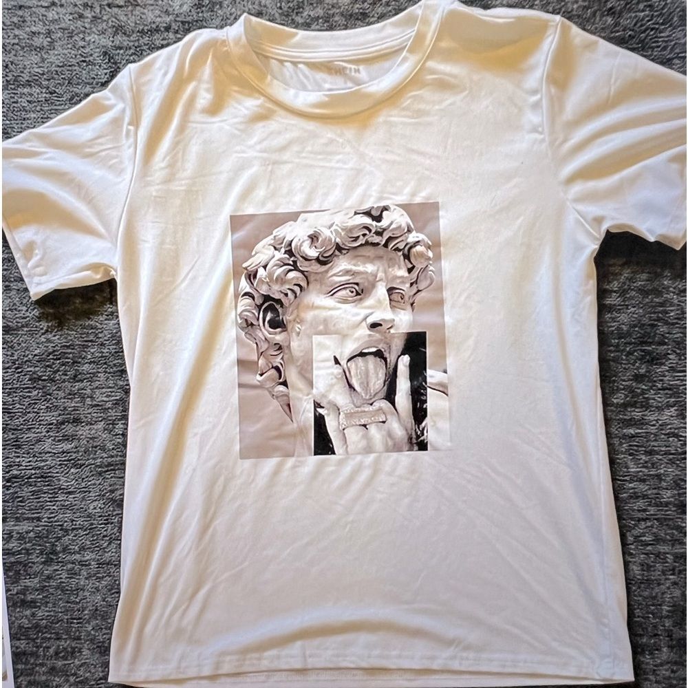 White Graphic T